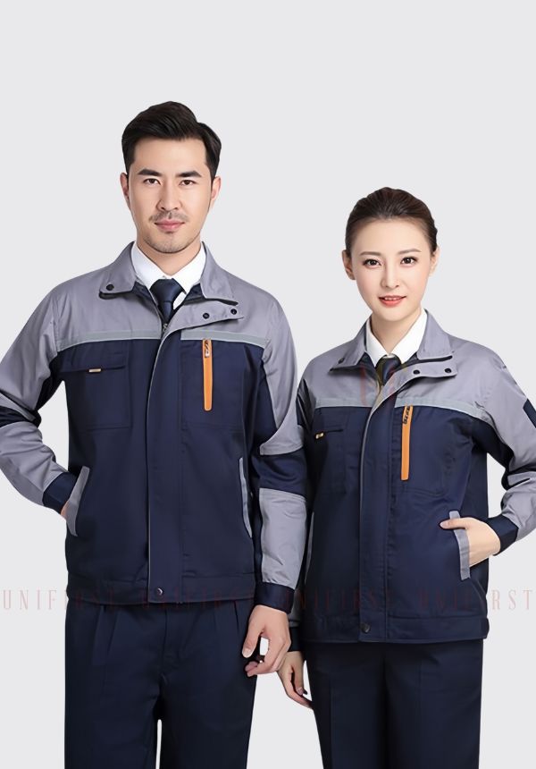 Đồng phục công nhân dài tay màu xám đen